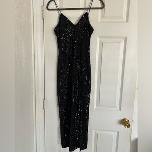 Black Midi Sequin Formal Dress